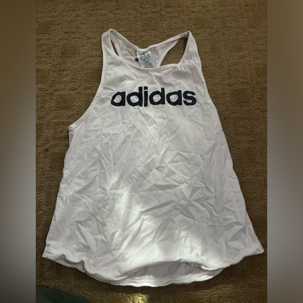 adidas white tank top size small